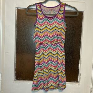 Justice Girls Sleeveless Multicolored Zig Zag Striped Casual Dress Size 12